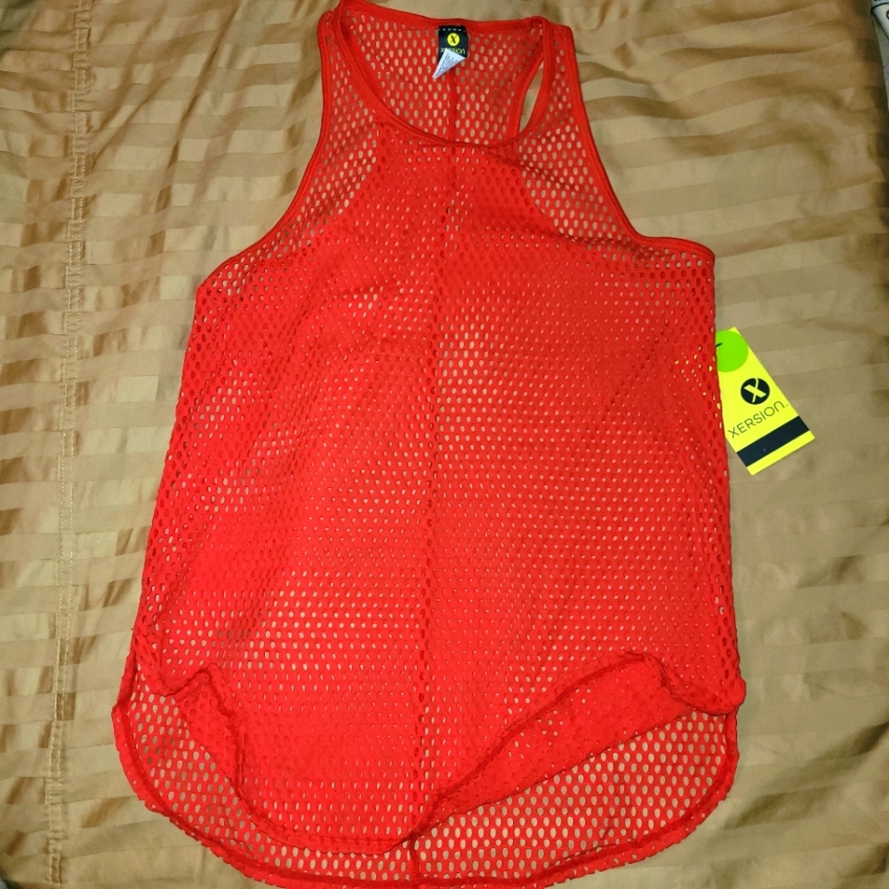 Red mesh racerback tank top NWT